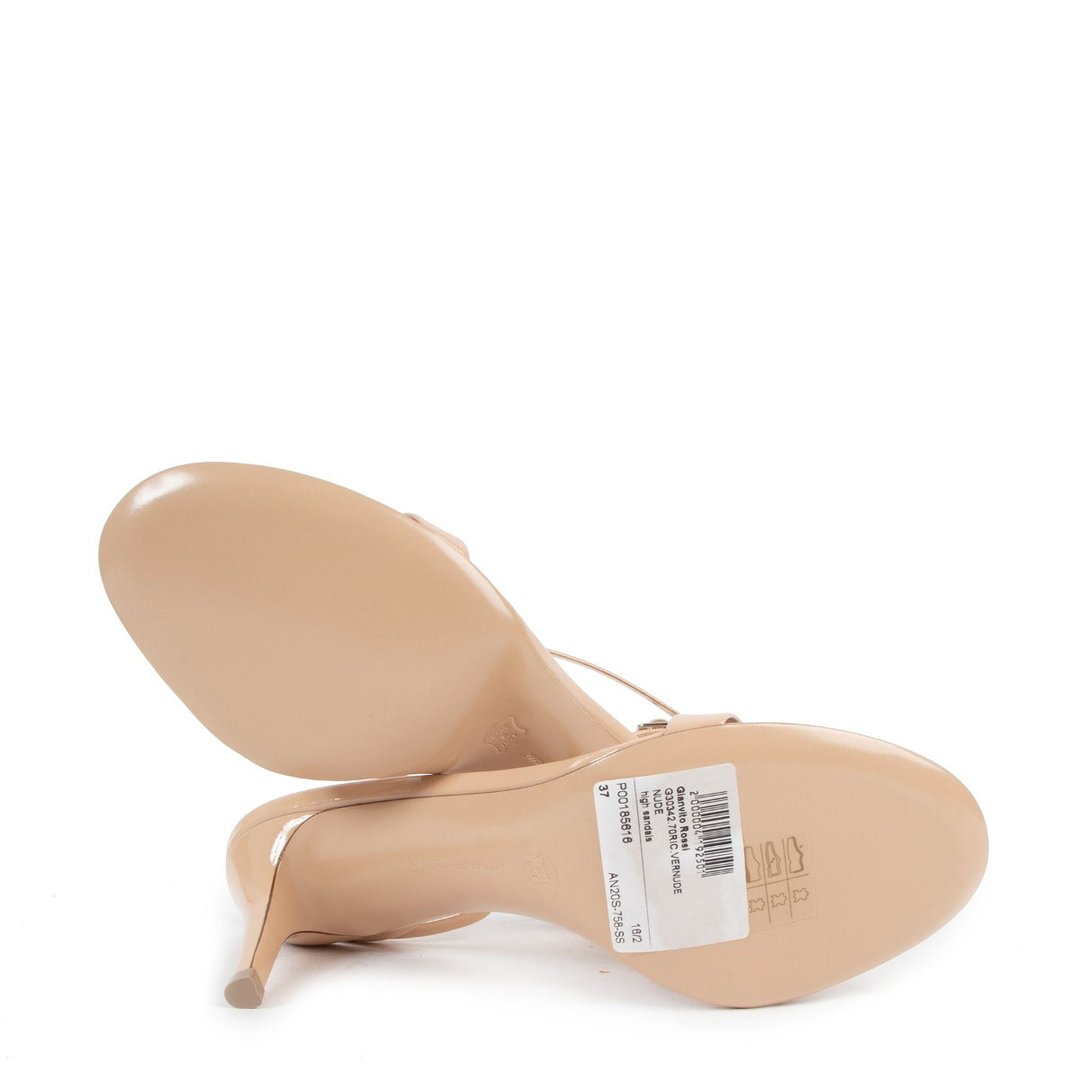Gianvito Rossi Carlyle 70 Nude Patent Leather Strappy Sandals