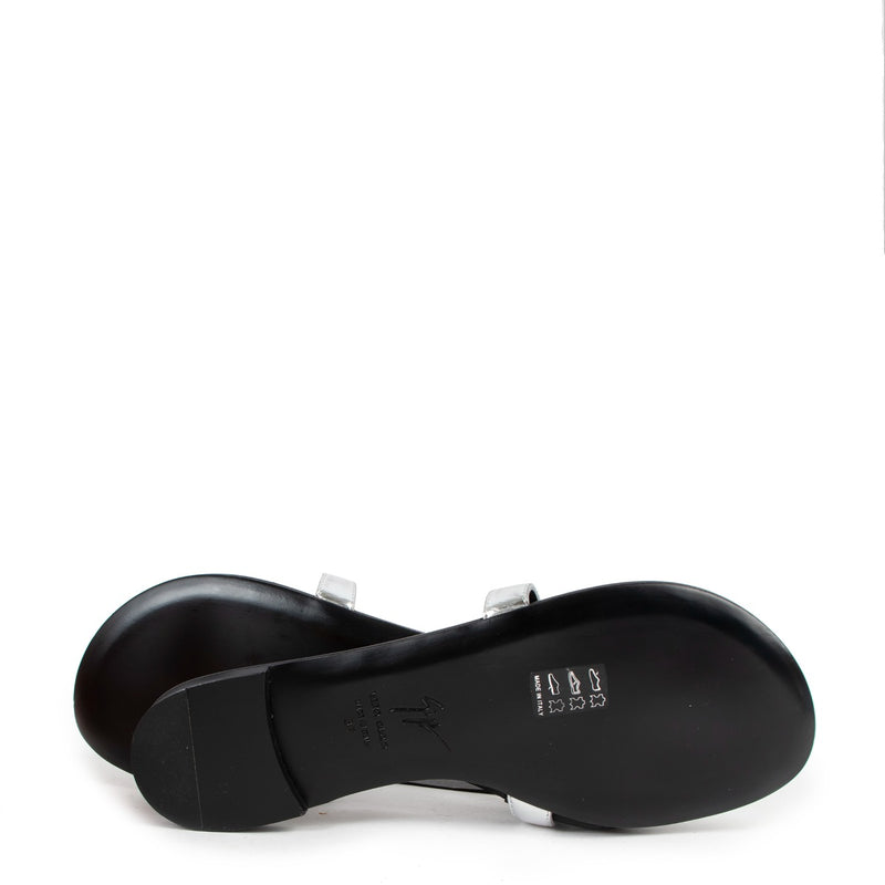 Guiseppe Zanotti Black Metal Circle Flat Sandals