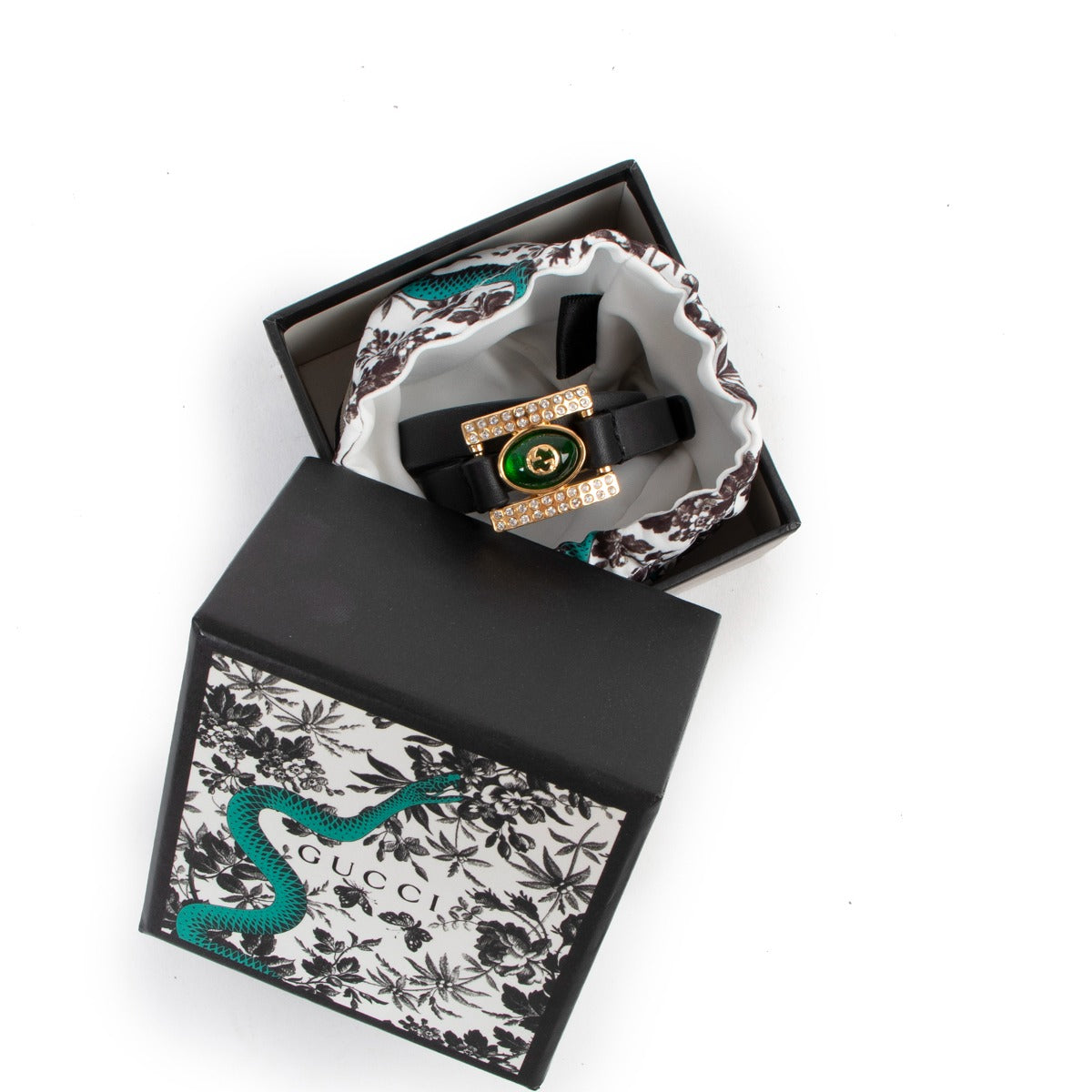 Buy an authentic second hand Gucci Black Leather Rhinestones Bracelet in very good condition at Labellov
