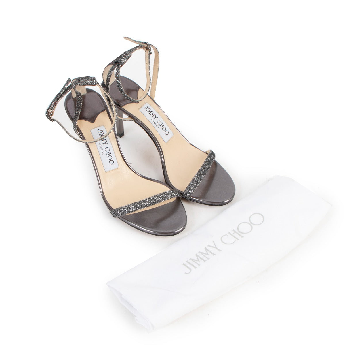 Jimmy Choo Minny 85 Blue Glitter Sandals