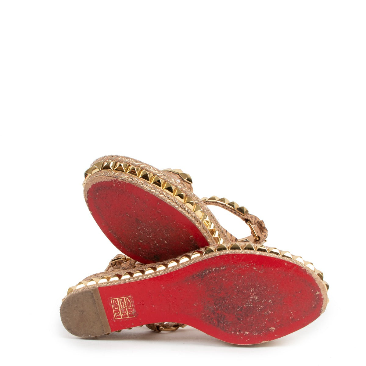Christian Louboutin Snake Print Studded Madmonica Wedge Sandals