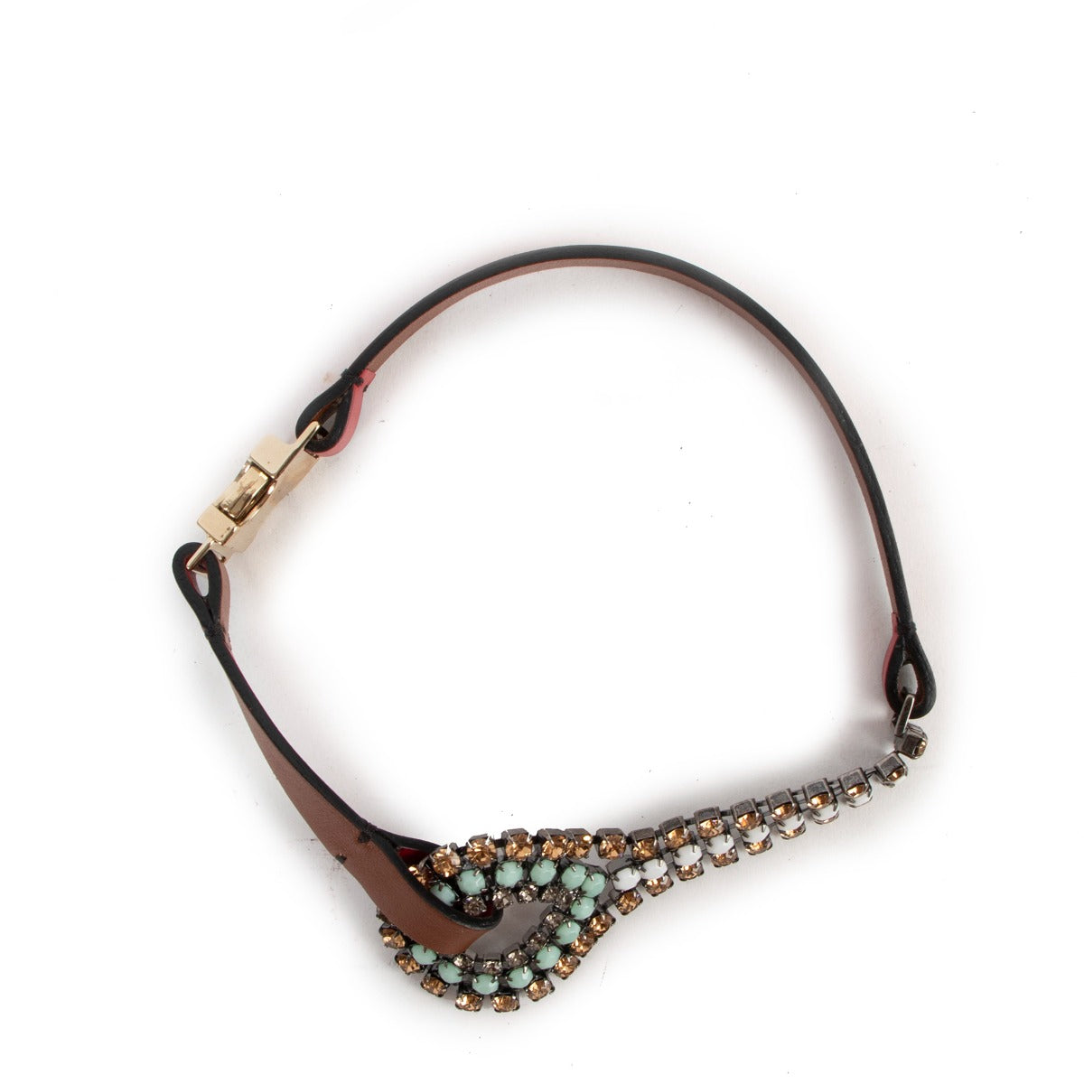 Marni Crystal/Leather Choker Necklace