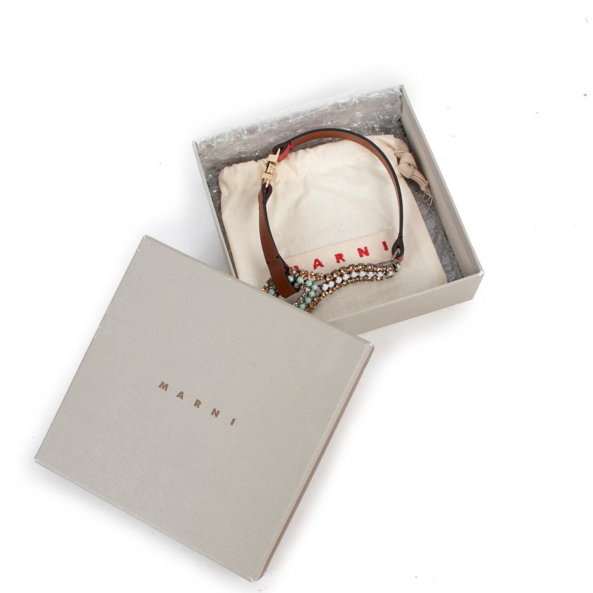 Marni Crystal/Leather Choker Necklace