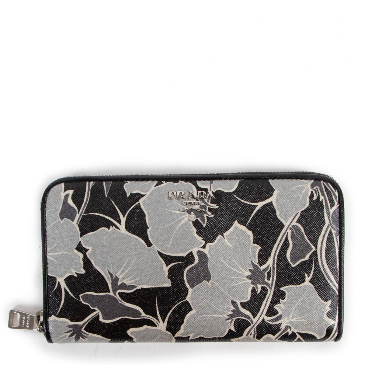 Prada Saffiano Floral Print Long Wallet