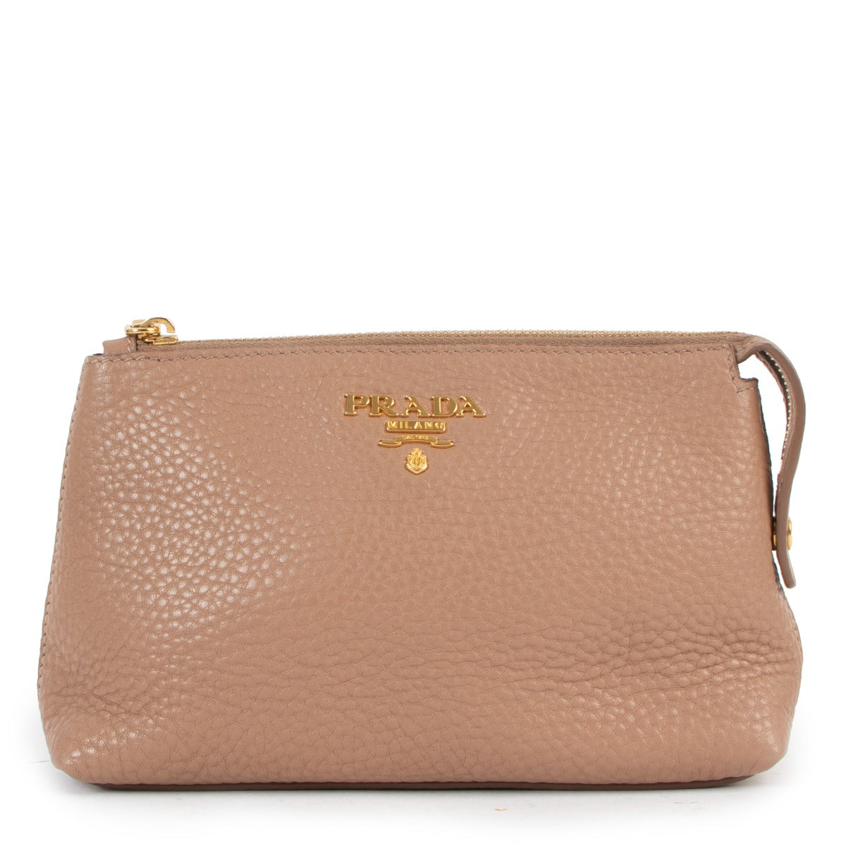 Prada Dusty Pink Logo Vitello Daino Leather Pouch