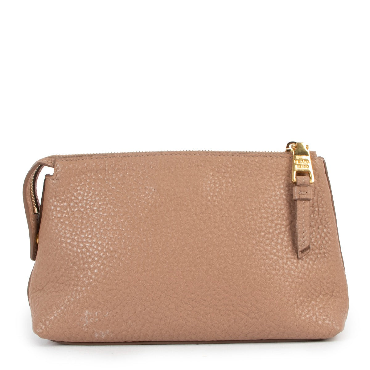 Prada Dusty Pink Logo Vitello Daino Leather Pouch