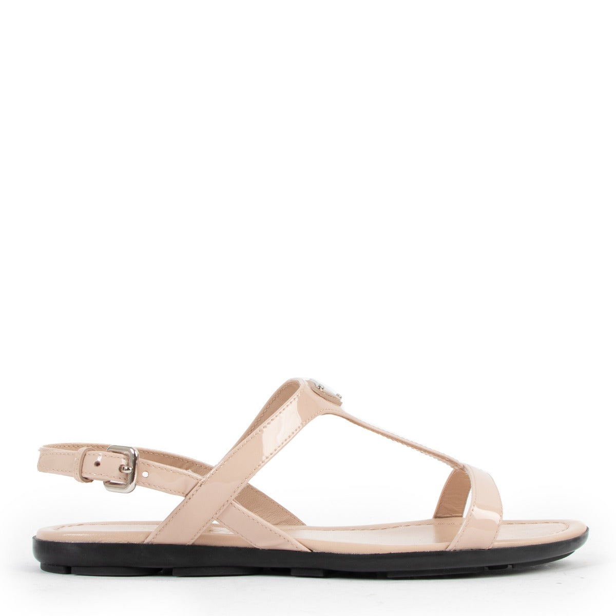 Prada Nude Patent Leather Open Sandals