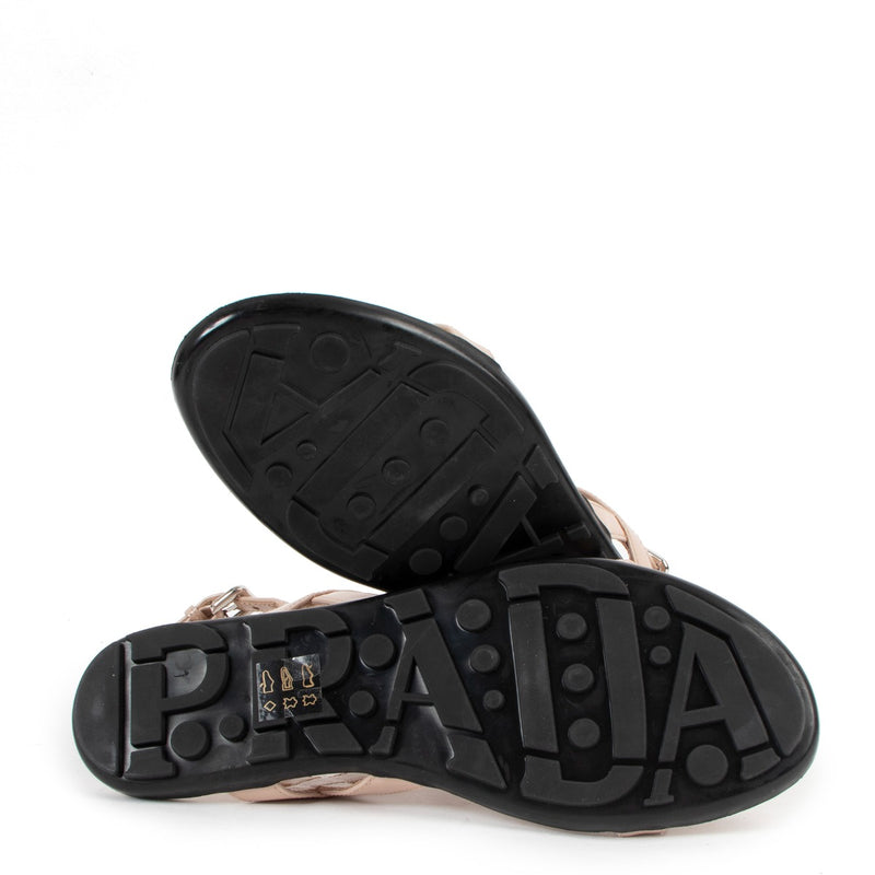 Prada Nude Patent Leather Open Sandals