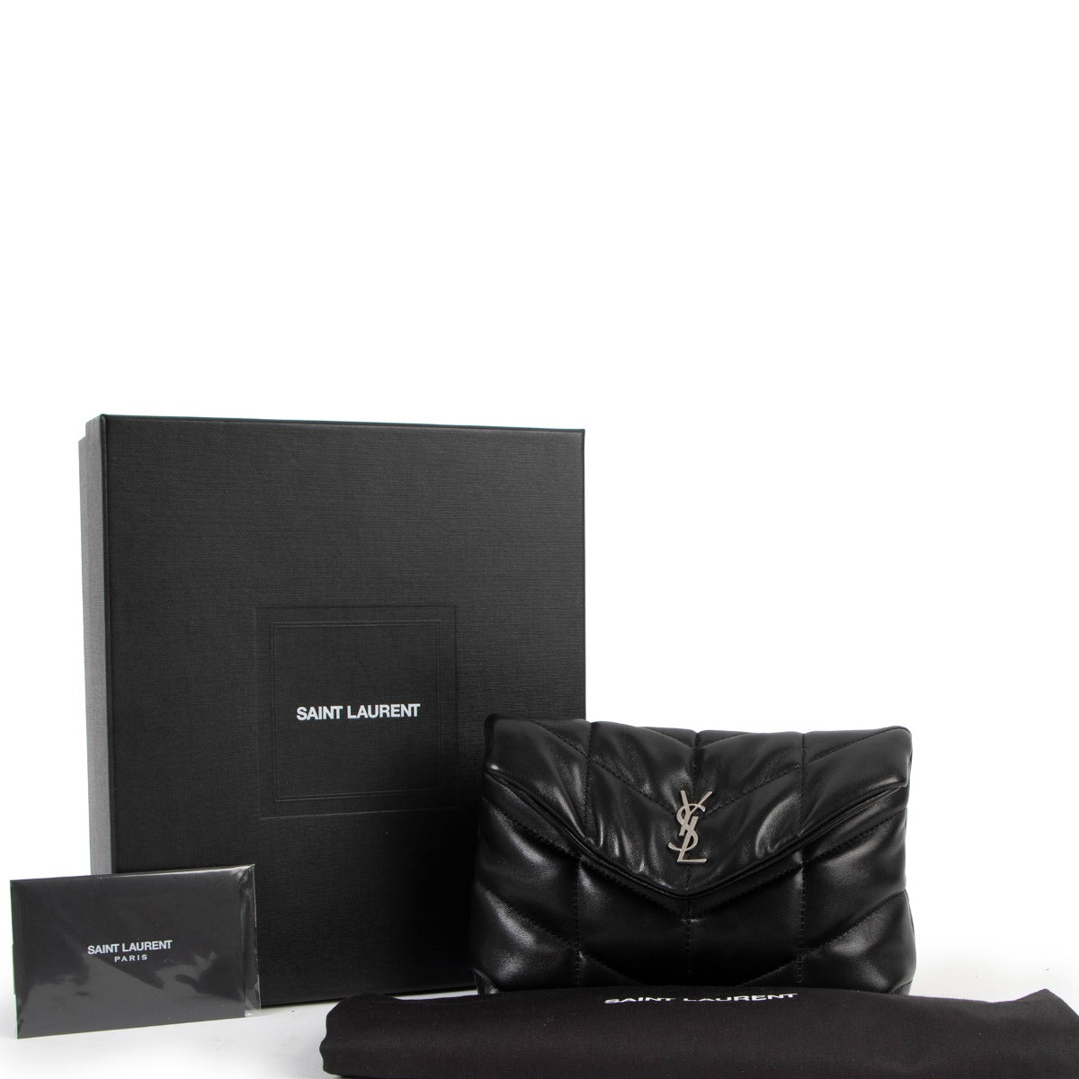 Saint Laurent Black Small Loulou Leather Puffy Pouch