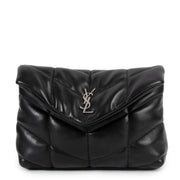 Saint Laurent Black Small Loulou Leather Puffy Pouch