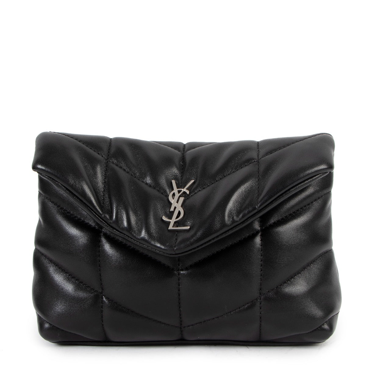 Saint Laurent Black Small Loulou Leather Puffy Pouch