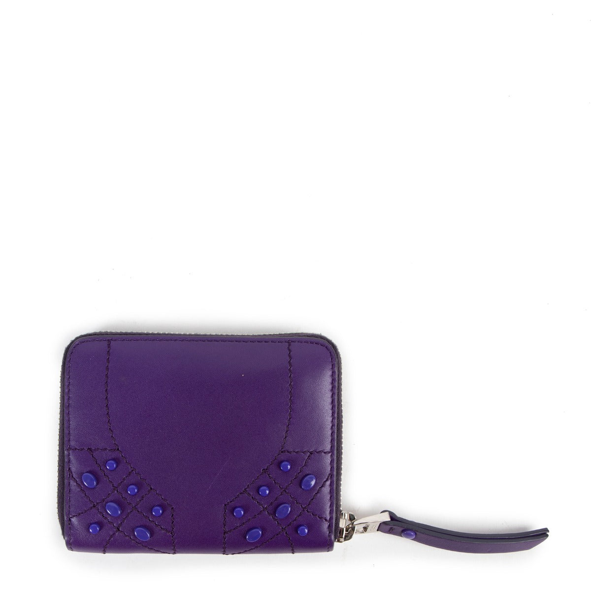 Tod's Purple Compact Zip-Around Wallet