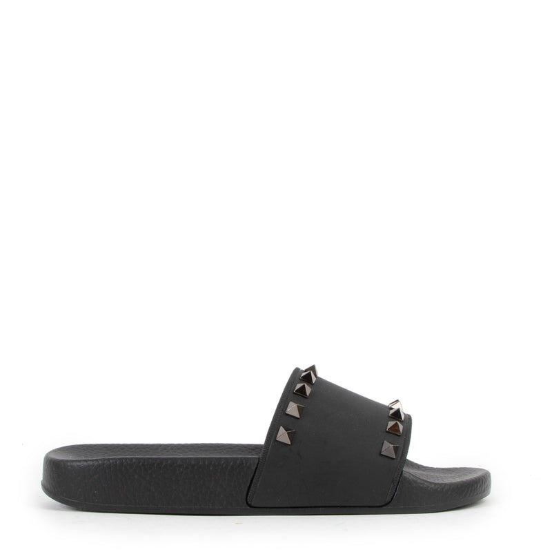 Valentino Garavani Rockstud Rubber Slider Sandals - Size 37