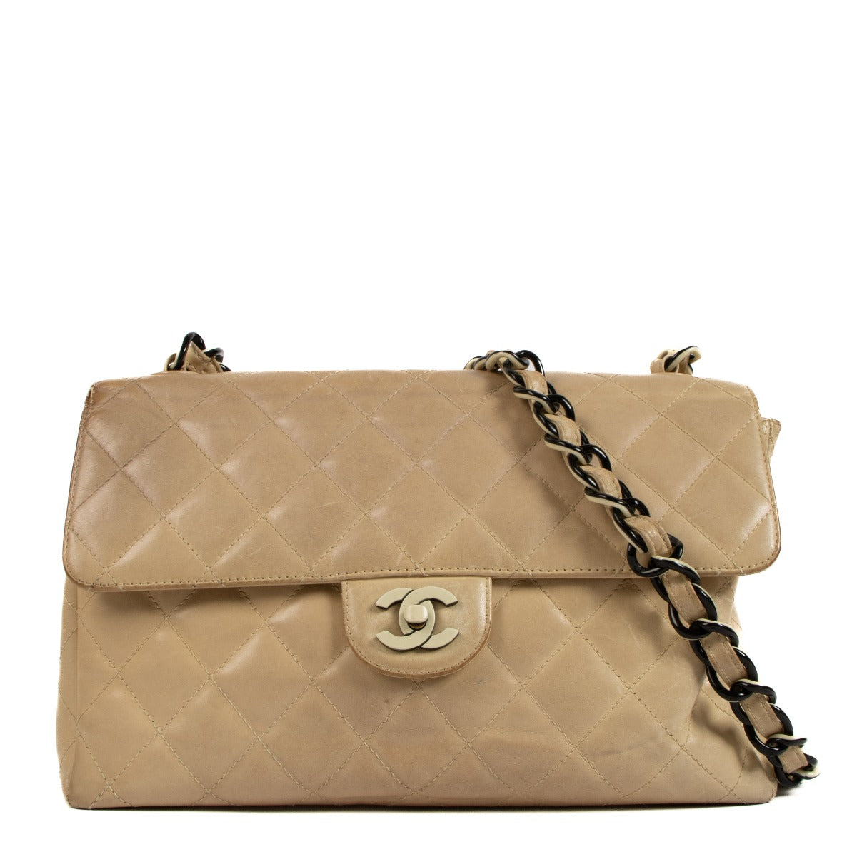 Shop 100% authentic second-hand Chanel Beige Black Classic Flap Bag on Labellov.com