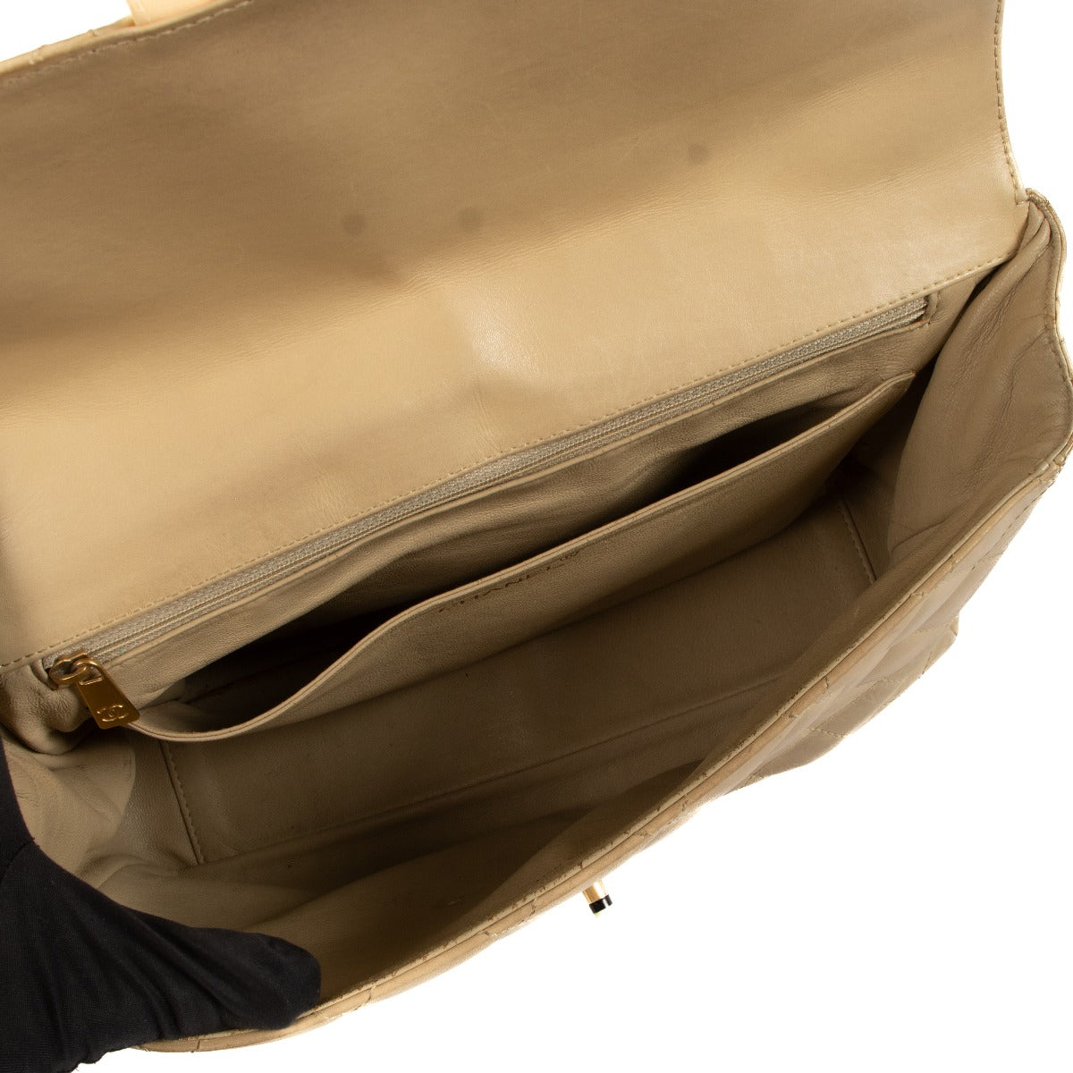 Shop 100% authentic second-hand Chanel Beige Black Classic Flap Bag on Labellov.com