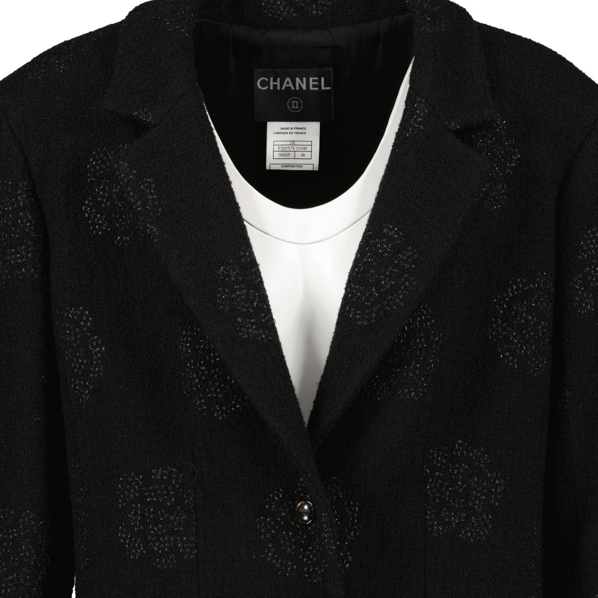Chanel Cruise 2013 Zwart Tweed Camellia Jasje - Maat FR46