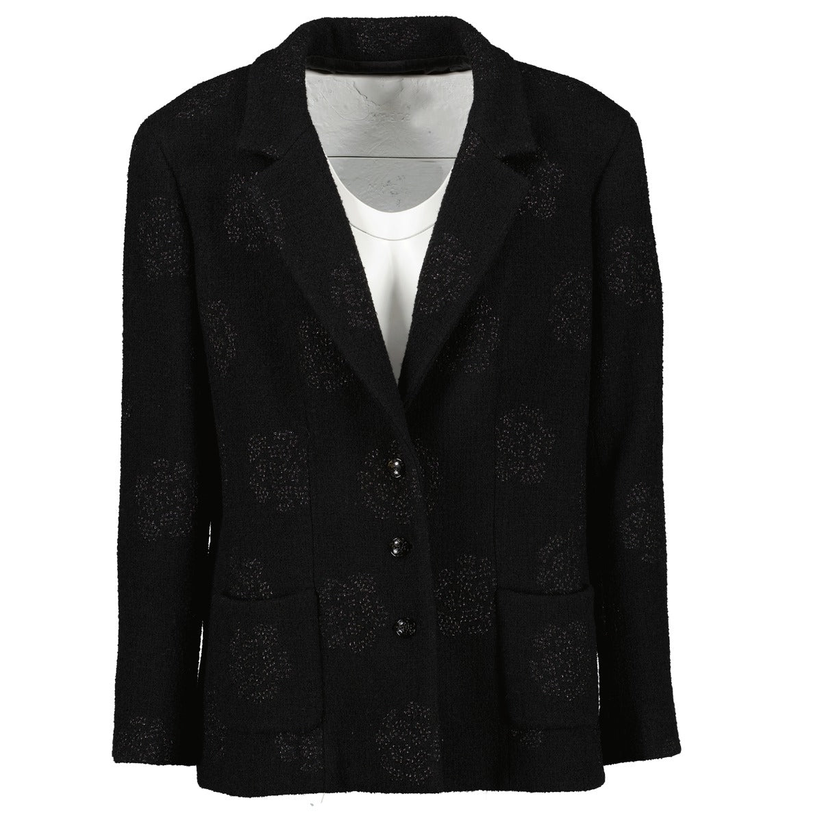 Chanel Cruise 2013 Black Tweed Camellia Jacket