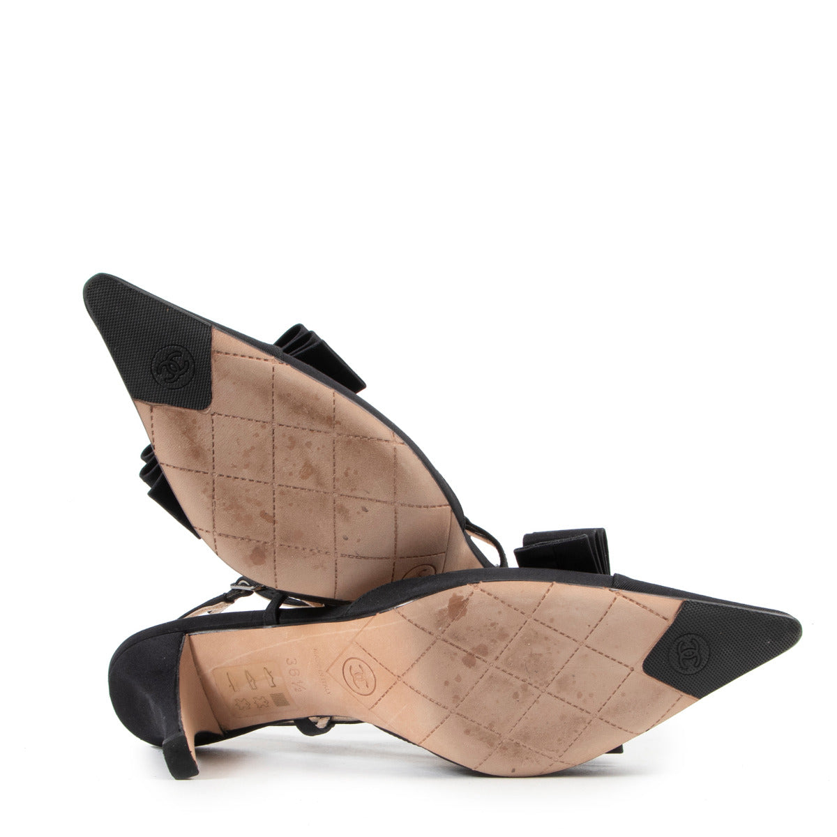 Chanel Zwarte Pussybow Pumps met Kitten Heel - Maat 36,5