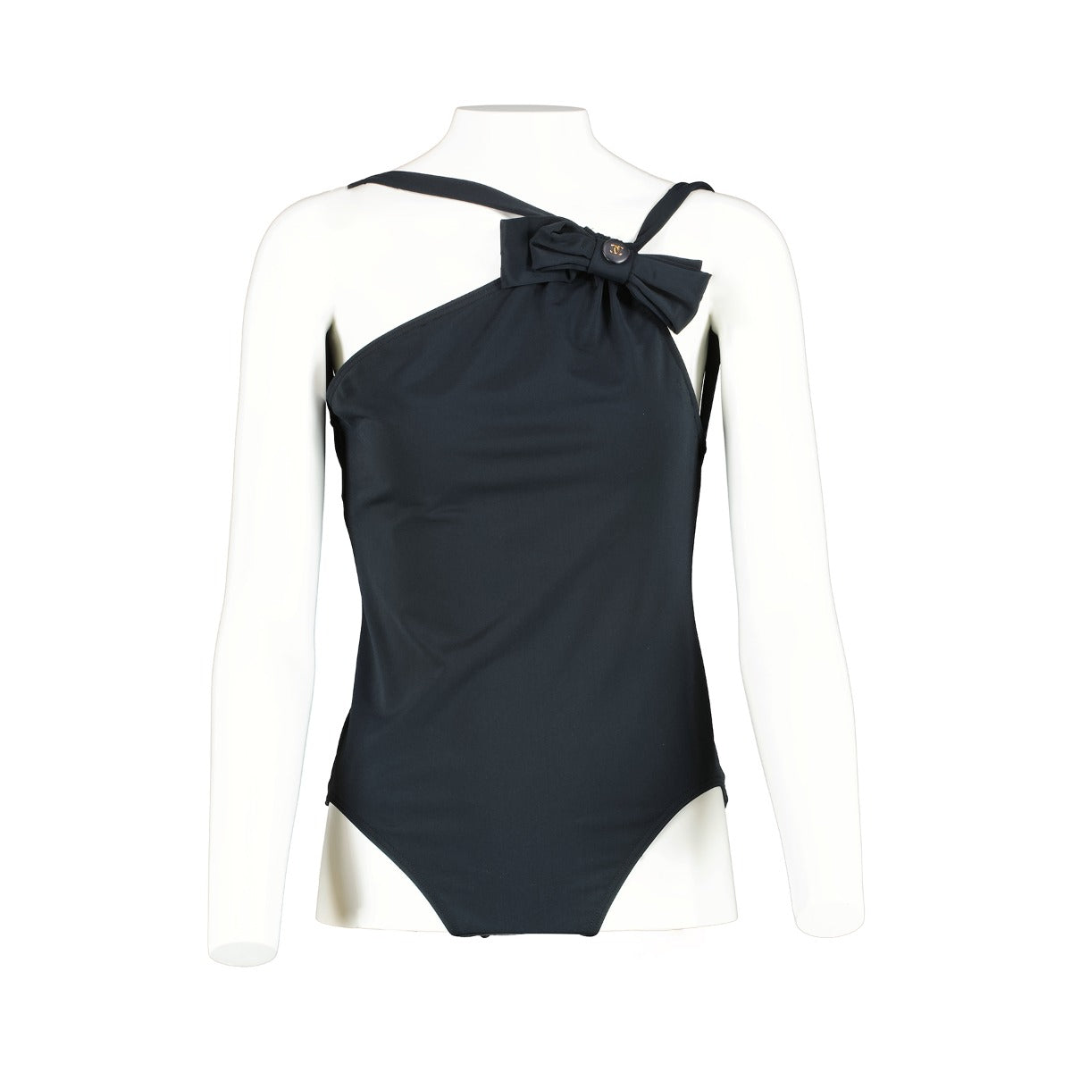 Chanel Vintage Black CC Bow Swimsuit