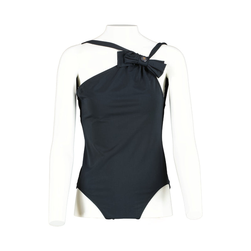 Chanel Vintage Black CC Bow Swimsuit