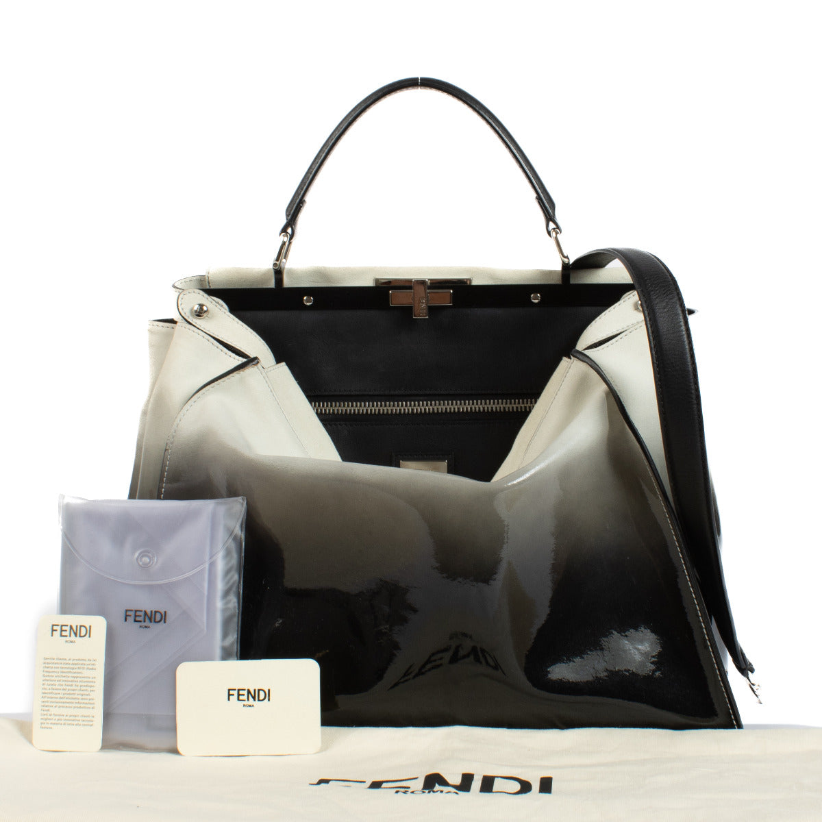 Fendi Ombre Patent Leather Peekaboo Large Bag aan de beste prijs bij Labellov tweedehands luxe in Antwerpen en Knokke.