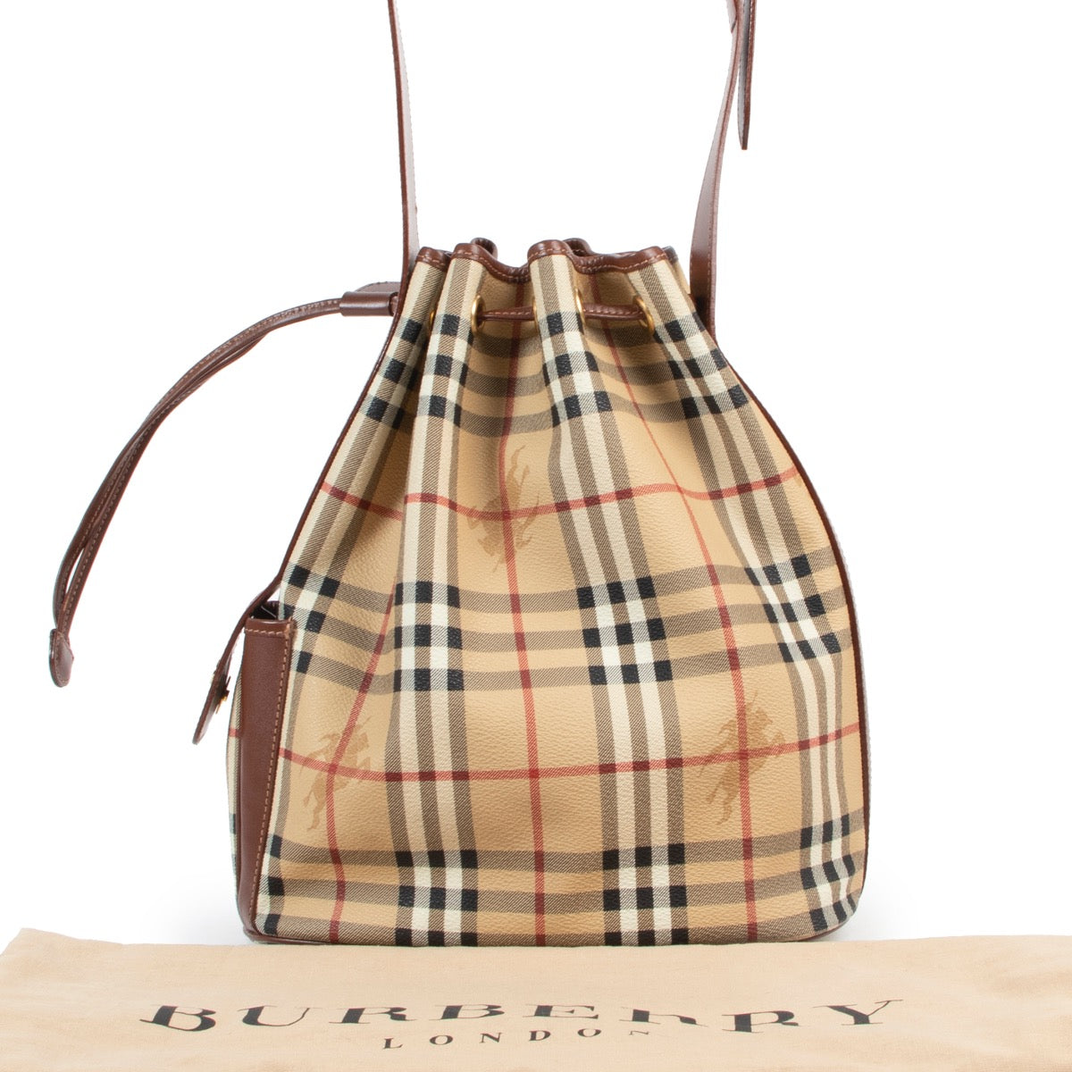 Achetez en ligne en toute sécurité ce sac en toile à motifs vérifiés Burberry Beige.