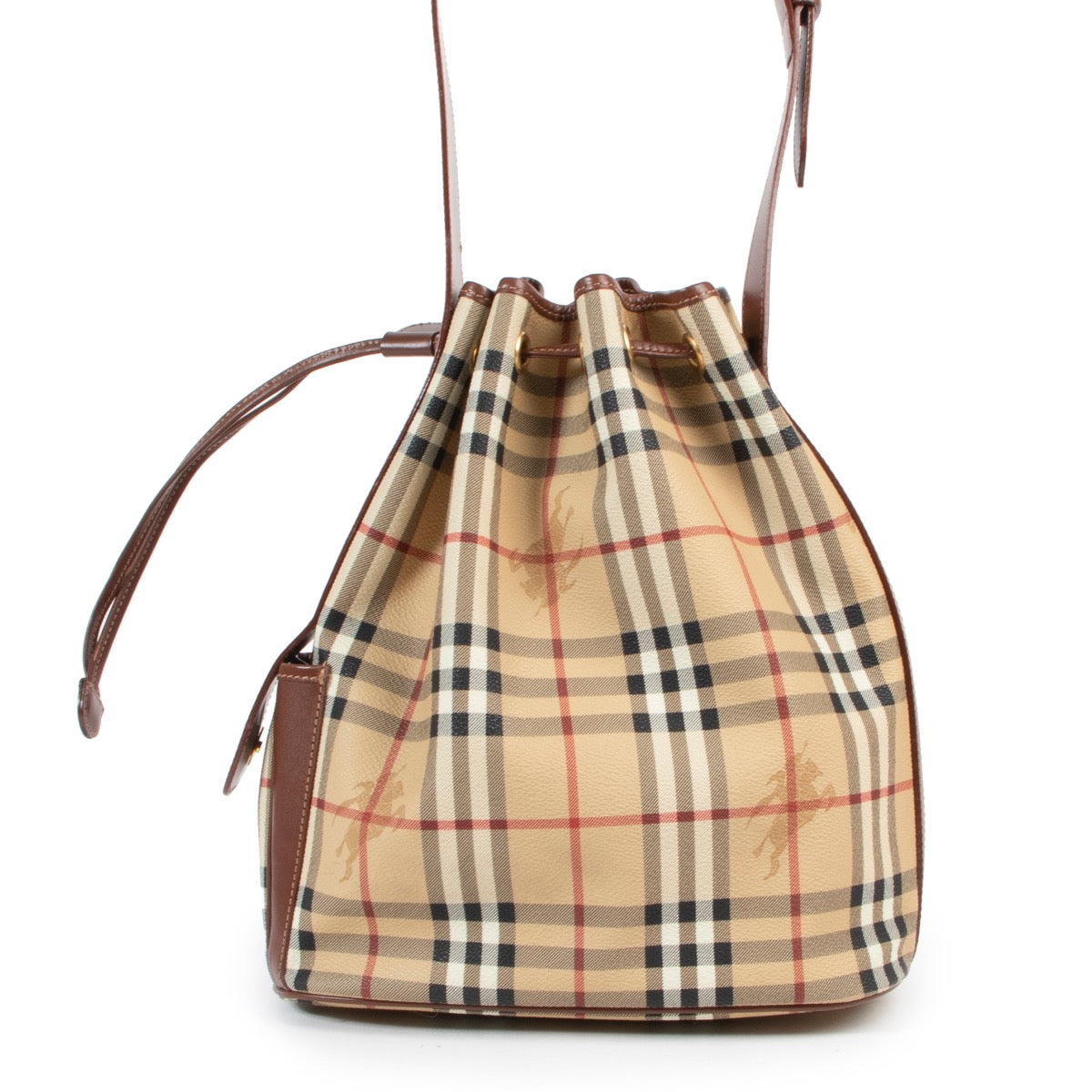 Achetez en ligne en toute sécurité ce sac en toile à motifs vérifiés Burberry Beige.