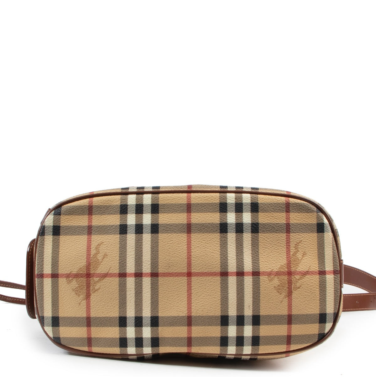 Shop safe online this Burberry Beige Checked Pattern Canvas Crossbody Bag.
