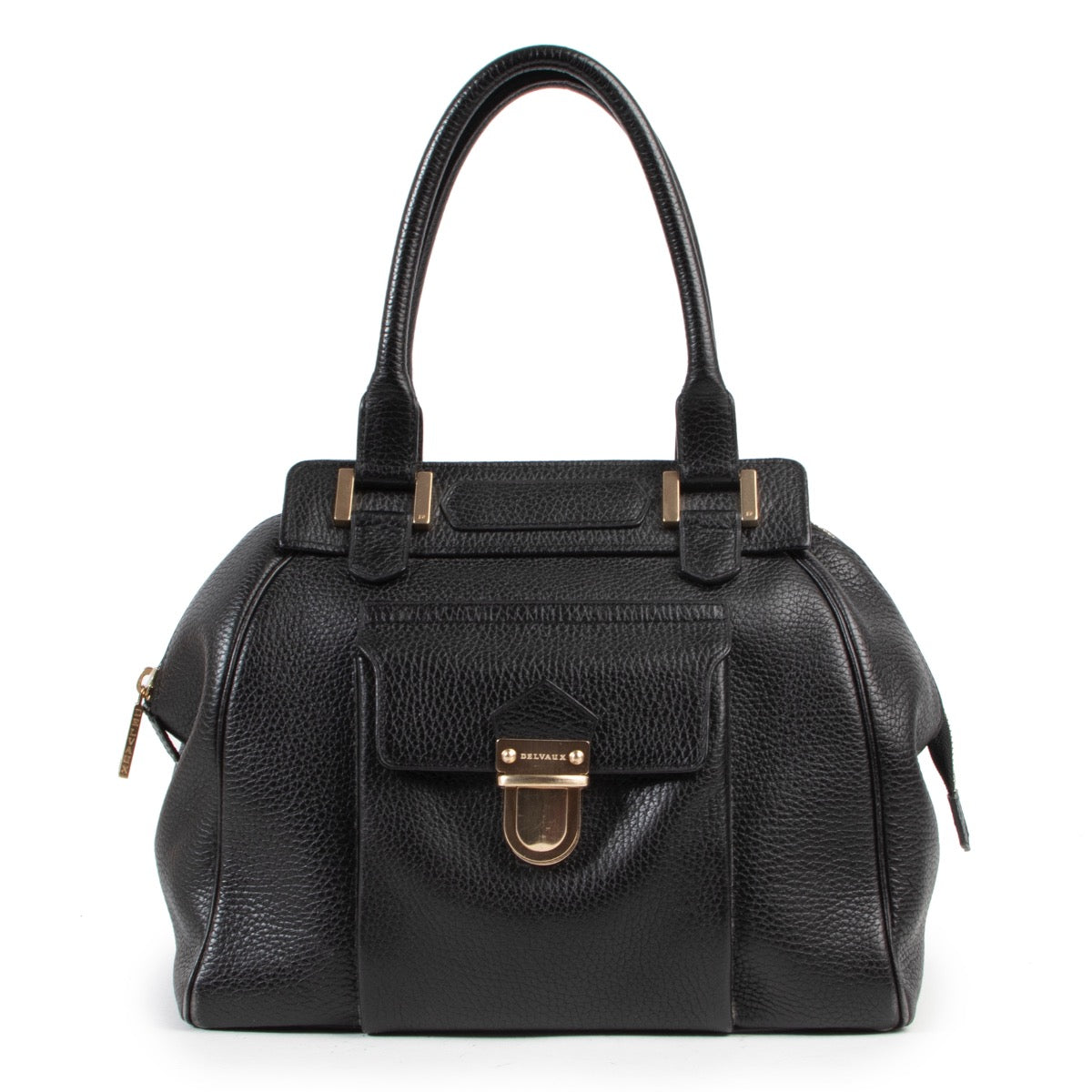 Shop online authentic second hand Delvaux Black Coquin Top Handle Bag at the right price.