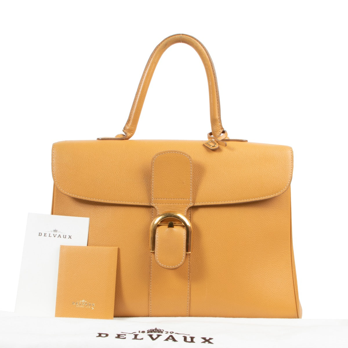 Veilig online een tweedehands Delvaux Brillant in geel leer kopen.