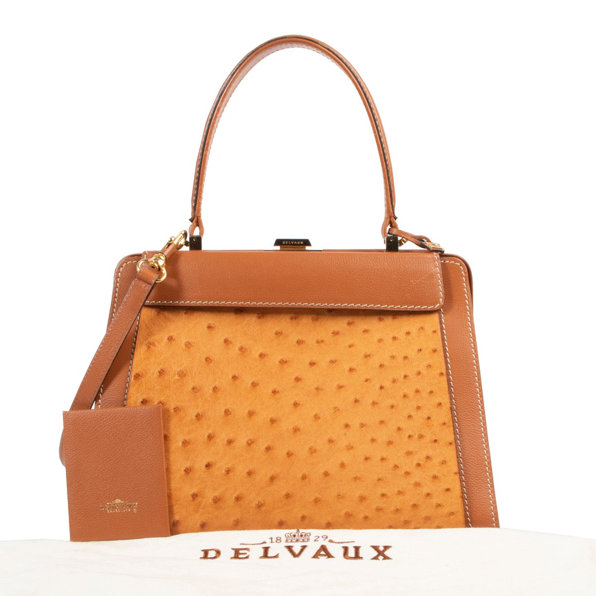 hard to find discontinued Delvaux Cognac Illusion Top Handle Bag