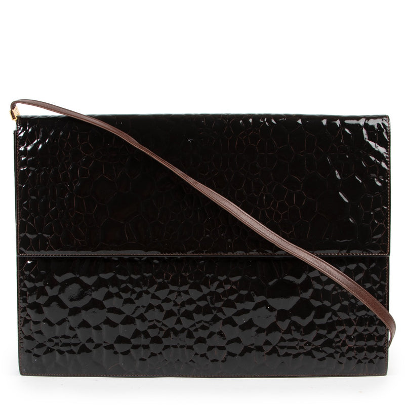 Shop online authentic second hand Sergio Rossi Brown Croco Embossed Clutch at Labellov.com.