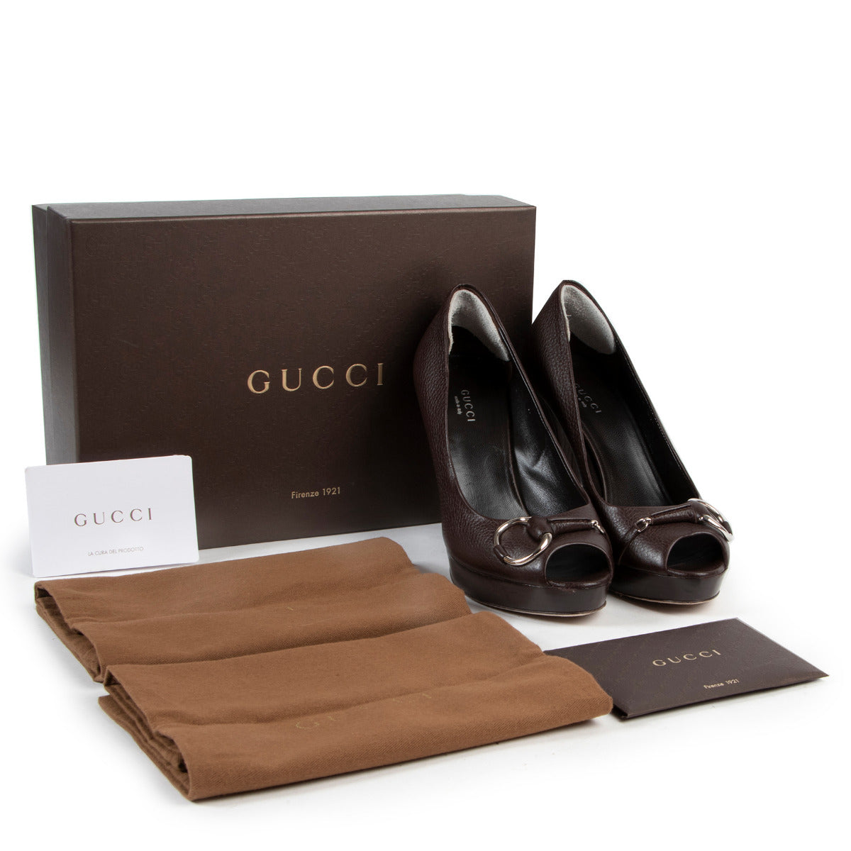 Gucci Chocolate Brown Horsebit Pumps - size 37