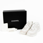 Authentic pre-loved Chanel White Logo Sneakers - Size 39.5 on Labellov.com