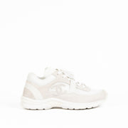 Authentic pre-loved Chanel White Logo Sneakers - Size 39.5 on Labellov.com