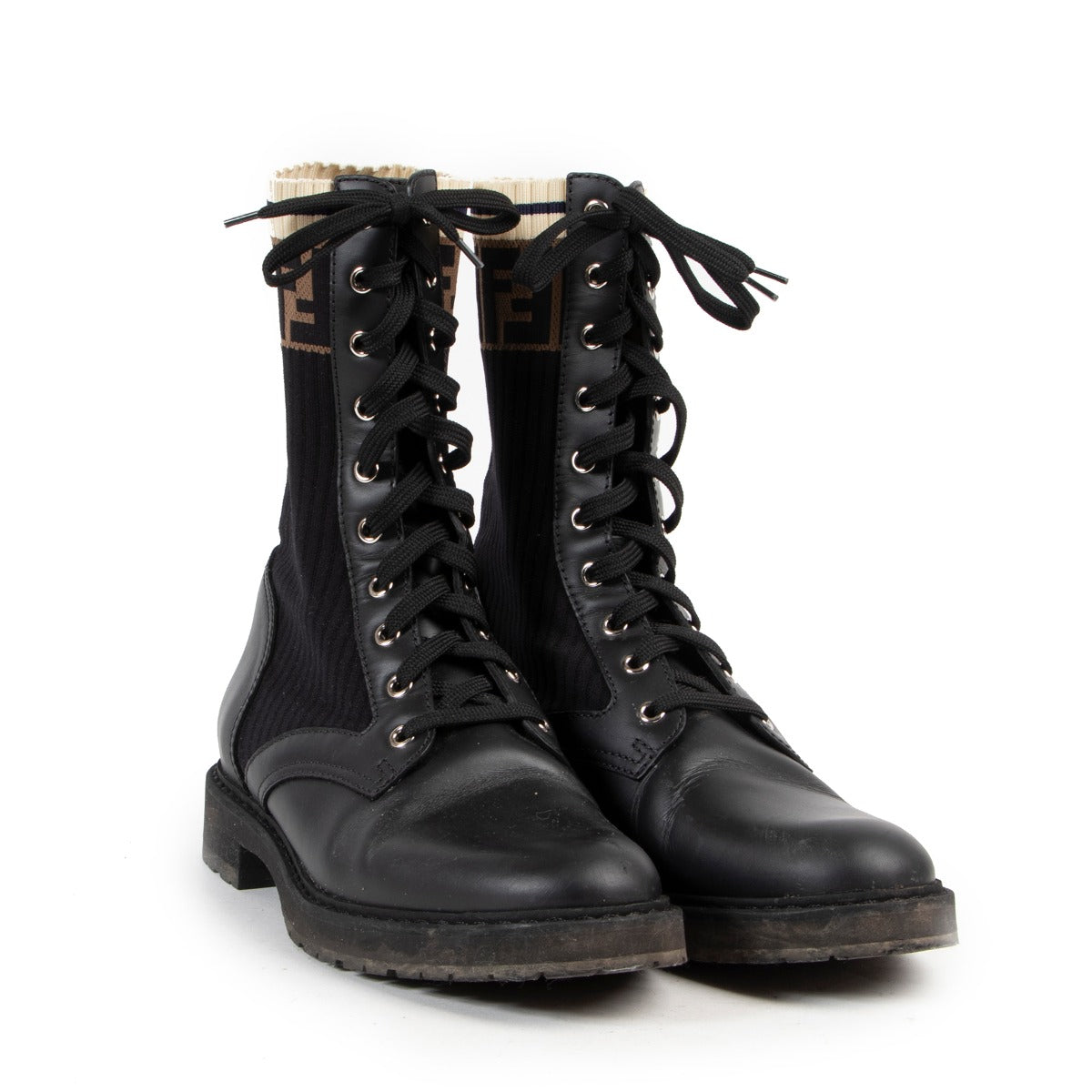 Fendi Black Leather Biker Boots at Labellov