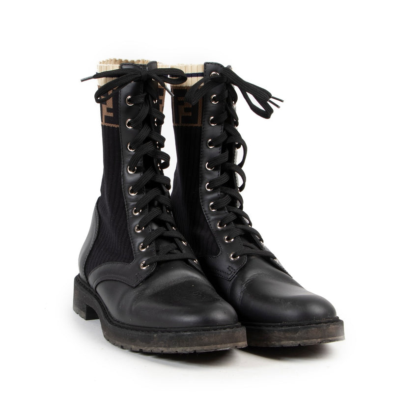 Fendi Black Leather Biker Boots at Labellov