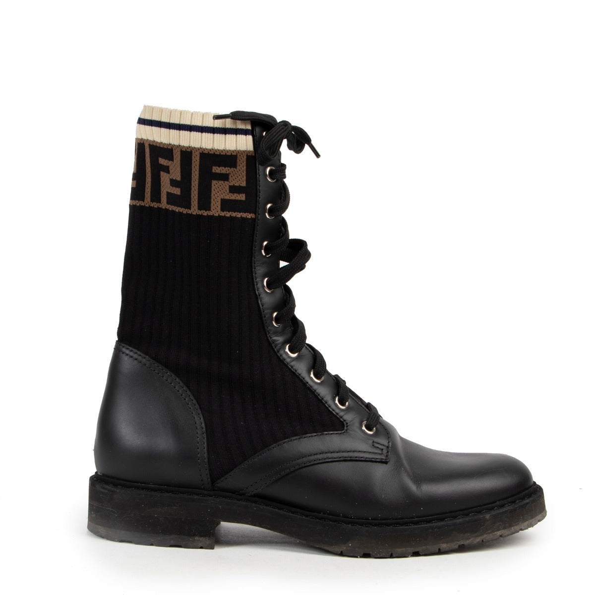 Fendi Black Leather Biker Boots