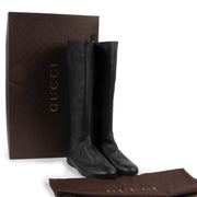 Gucci Black Flat Leather Boots - size 40