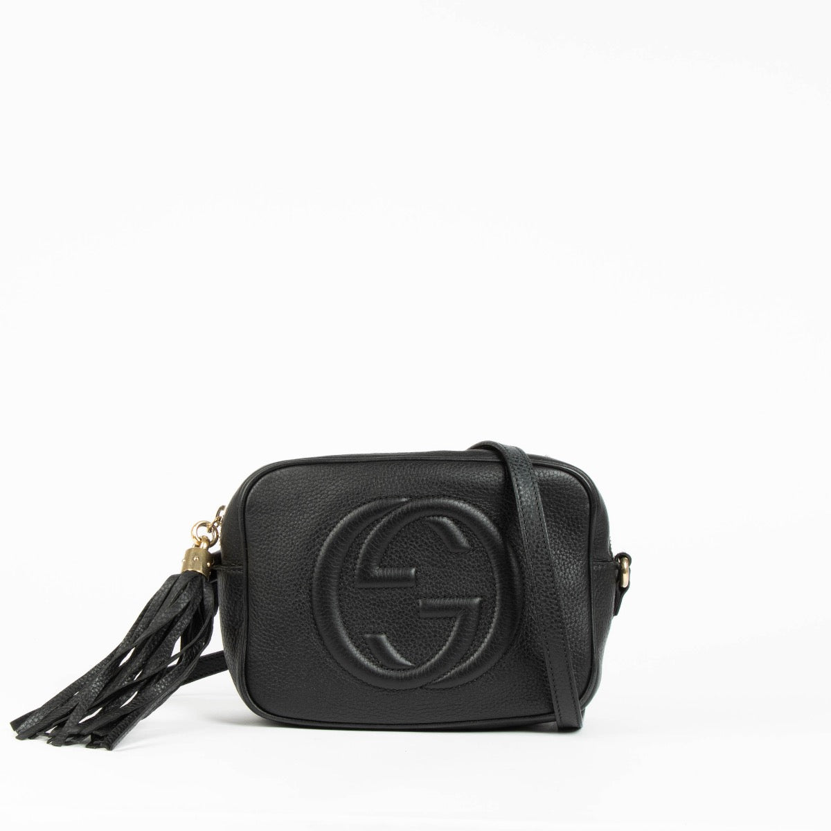 Authentic pre-loved Gucci Black Leather Soho Disco Crossbody Bag on Labellov.com