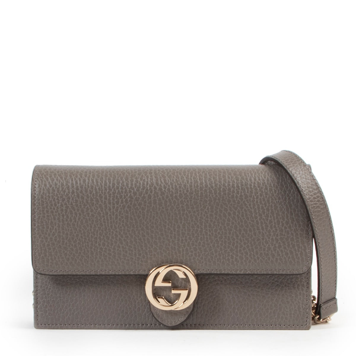 Gucci Grey Wallet On A Chain Crossbody Bag