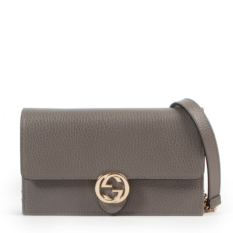Gucci Grey Wallet On A Chain Crossbody Bag