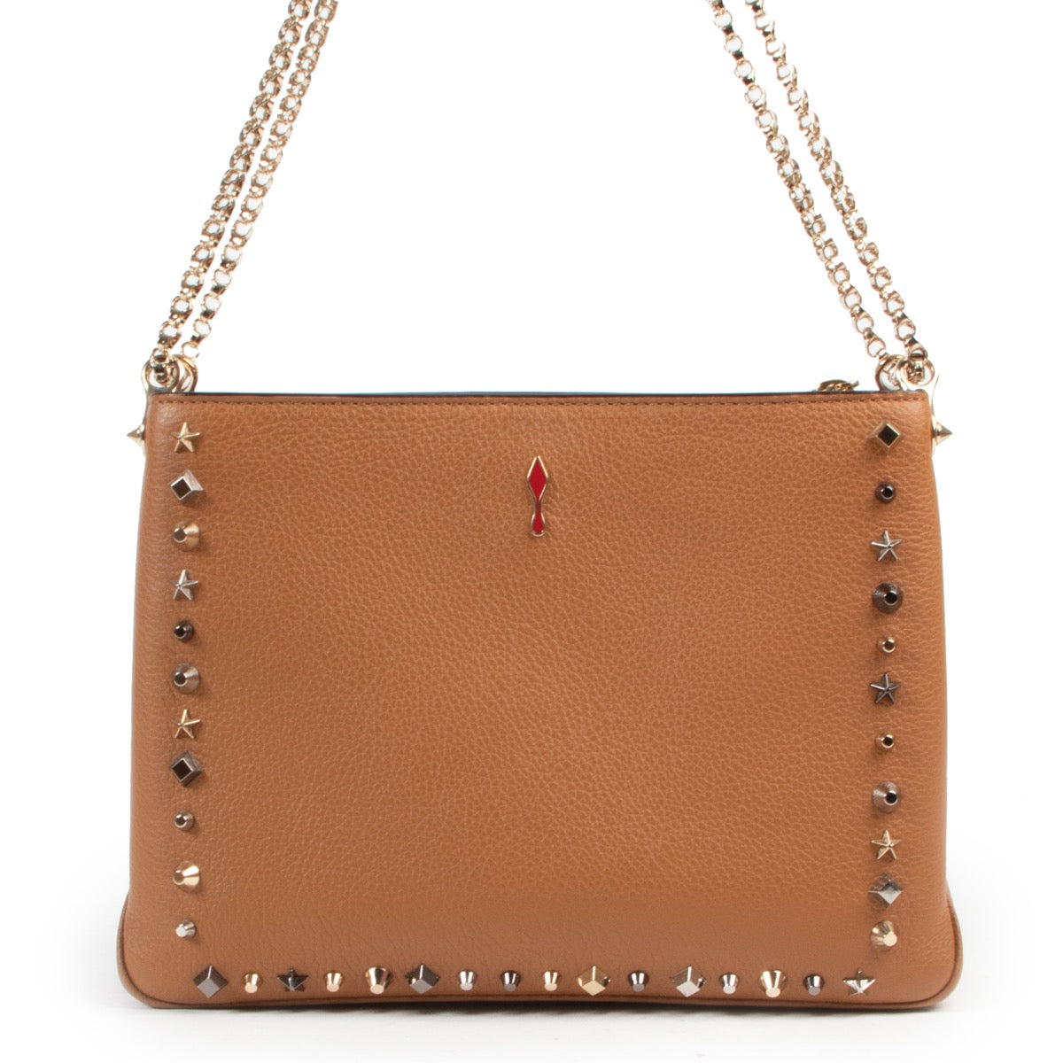 Christian Louboutin Cognac Spike Shoulder Bag