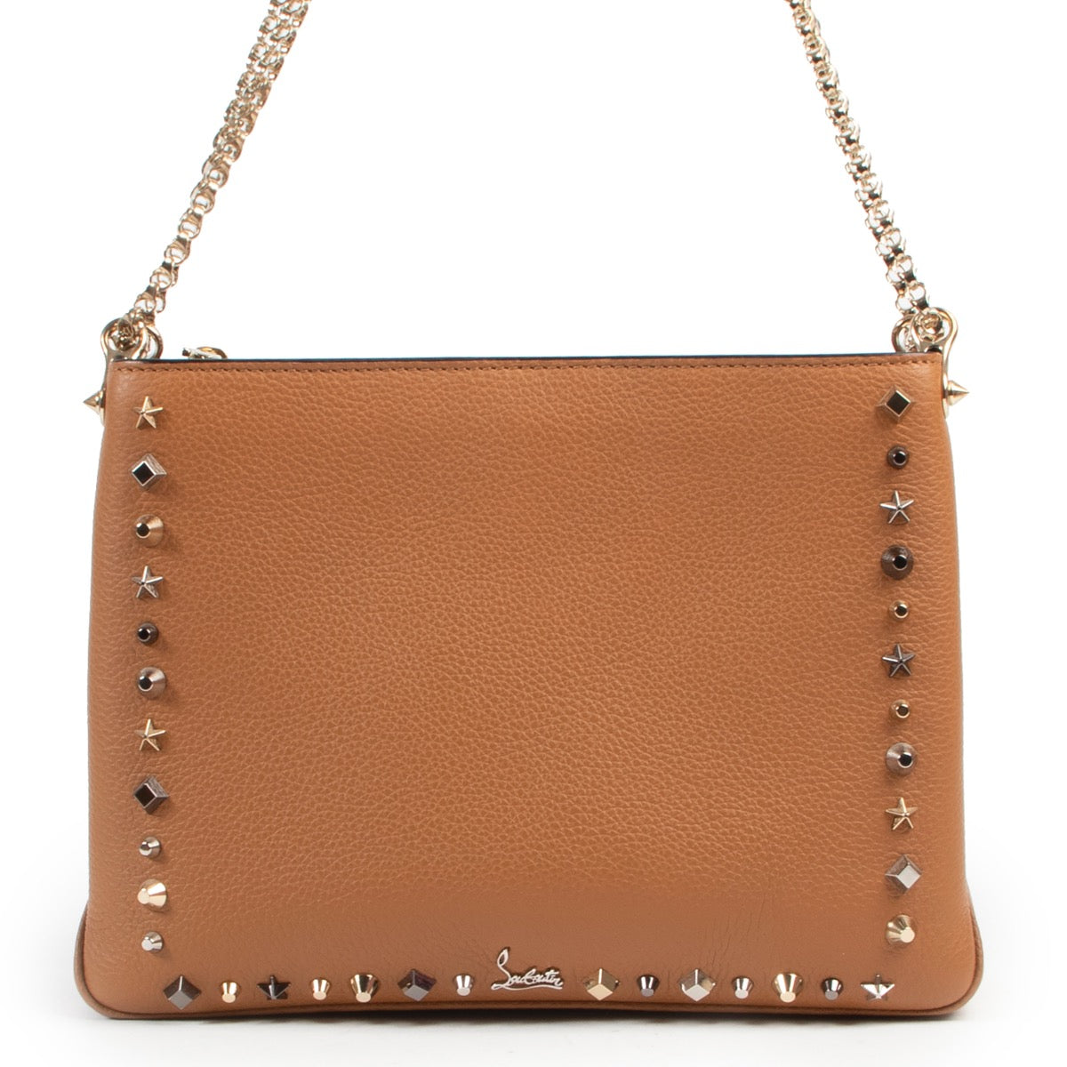 Christian Louboutin Cognac Spike  Shoulder Bag