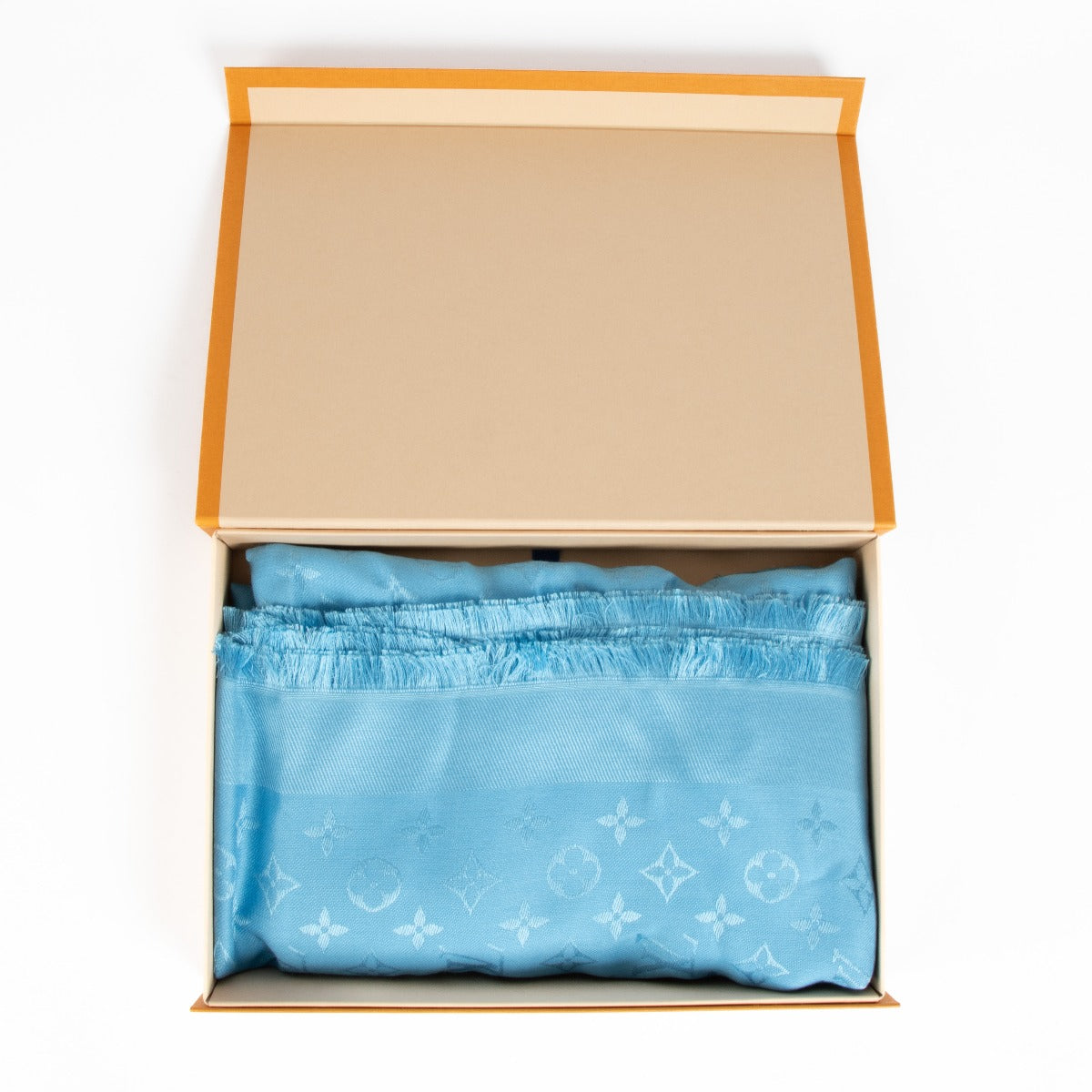 Authentic pre-loved Louis Vuitton Blue Cyan Monogram Classic Scarf on Labellov.com