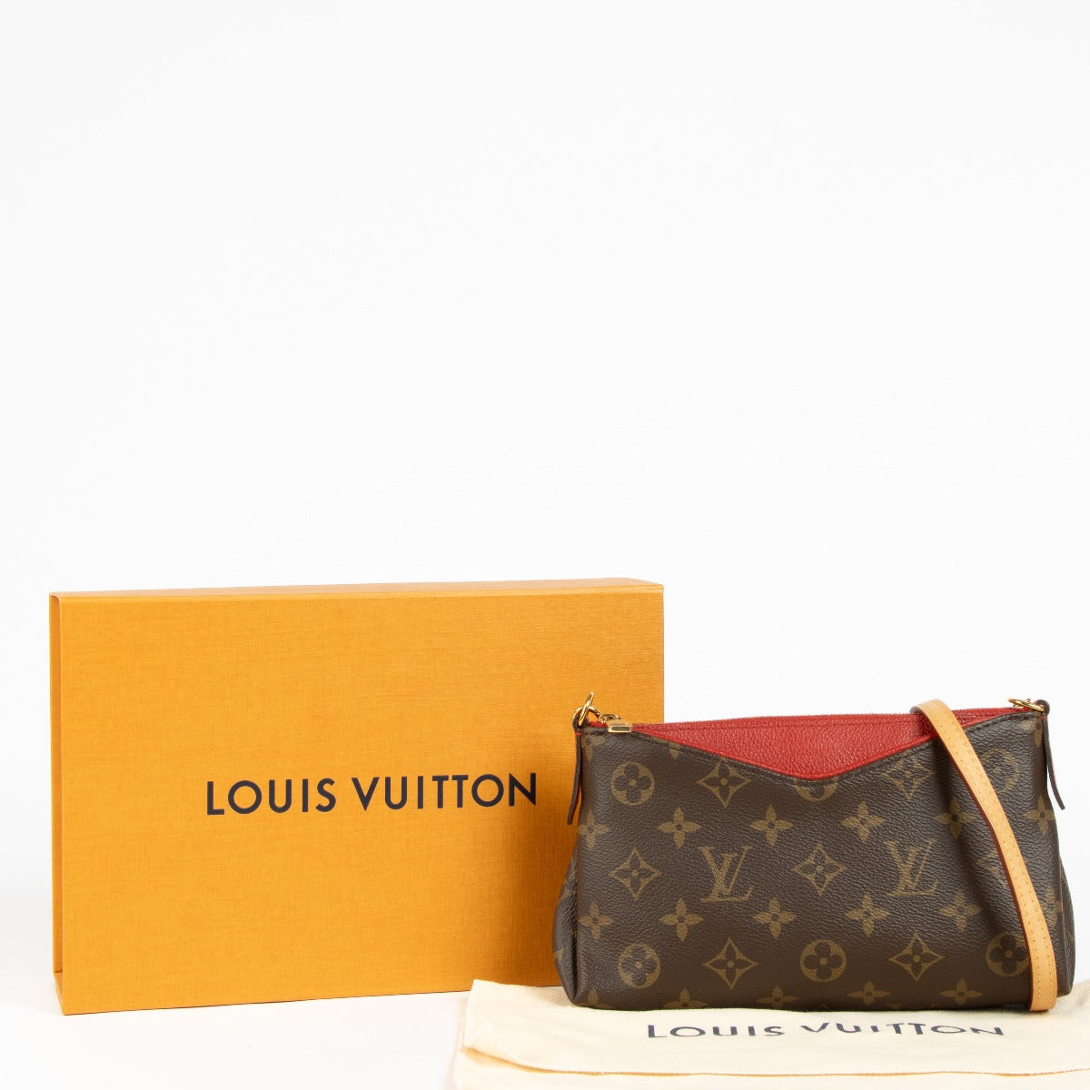 Authentic pre-loved Louis Vuitton Monogram/Cerise Pallas Crossbody Bag on Labellov.com