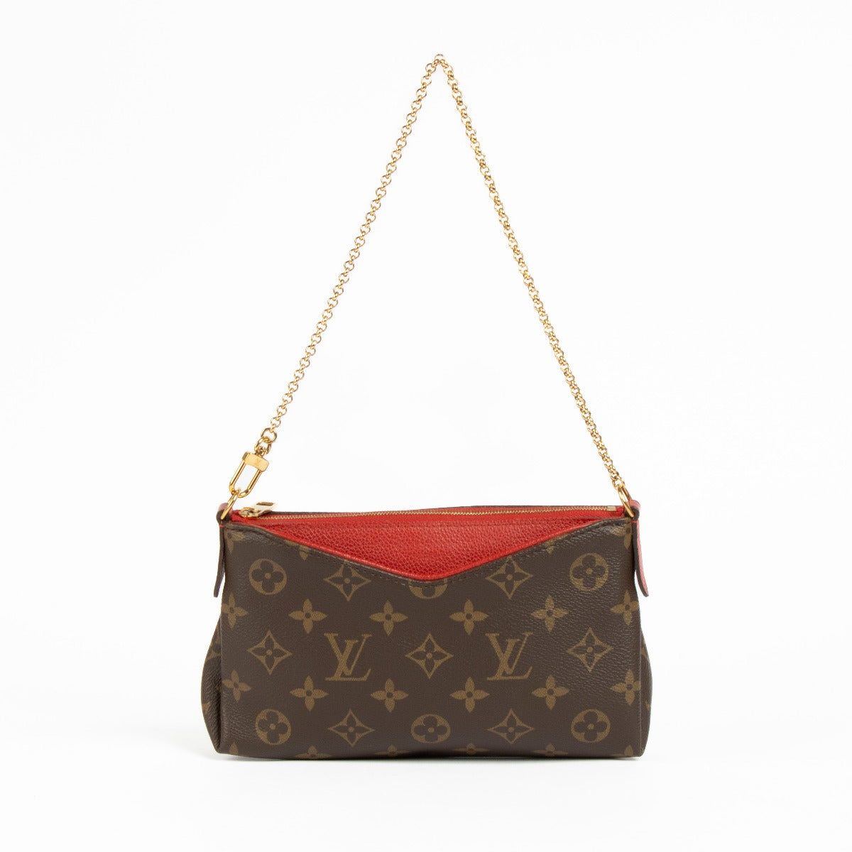 Authentic pre-loved Louis Vuitton Monogram/Cerise Pallas Crossbody Bag on Labellov.com