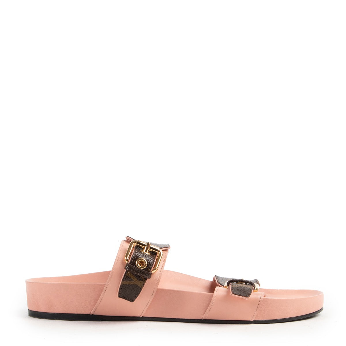 Shop online authentic Louis Vuitton Monogram Pink Bom Dia Mule Sandals in size 40.