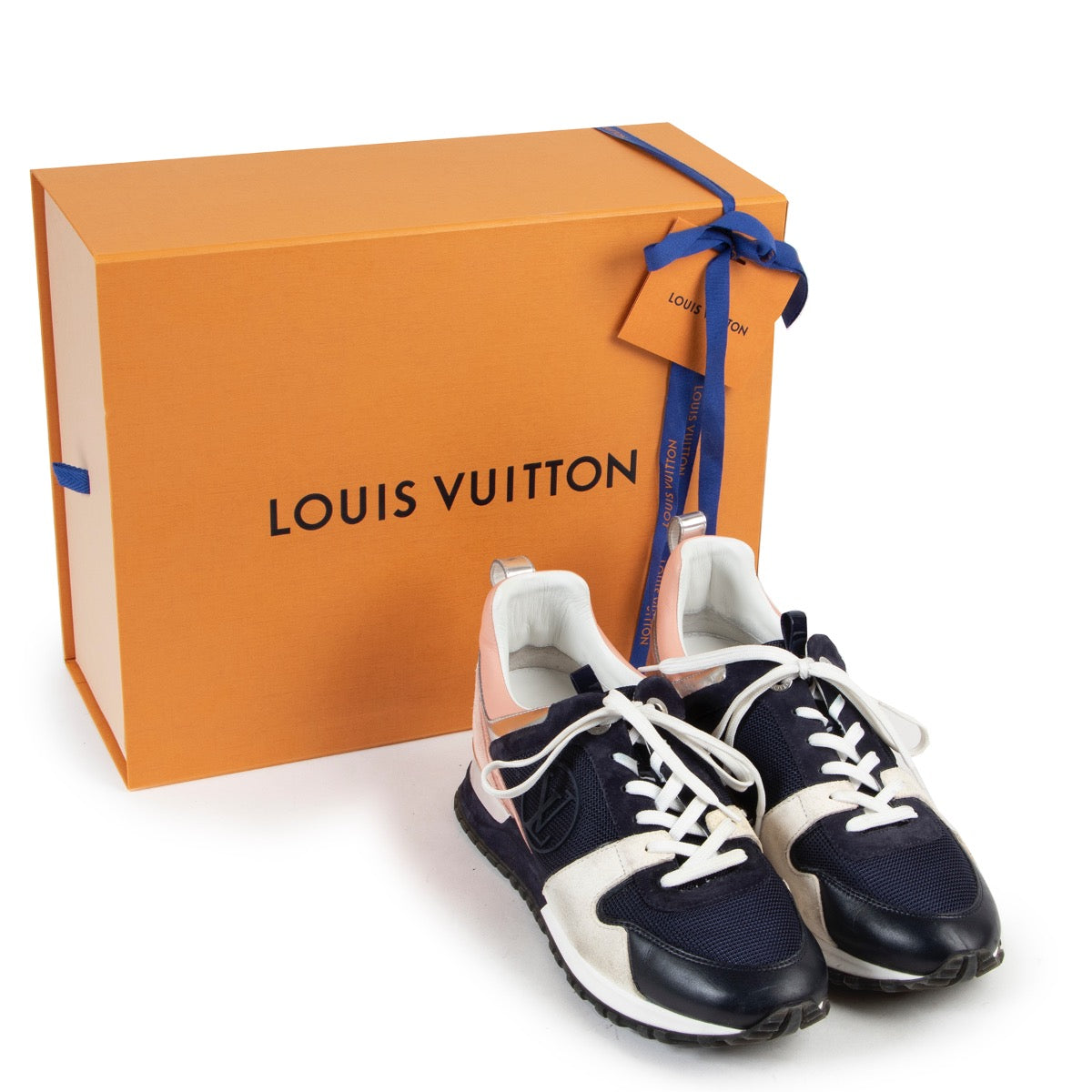 Shop safe online at Labellov for the best price. shop safe online your secondhand designer shoes such as these Louis Vuitton Runaway Sneakers Navy and Pink.
