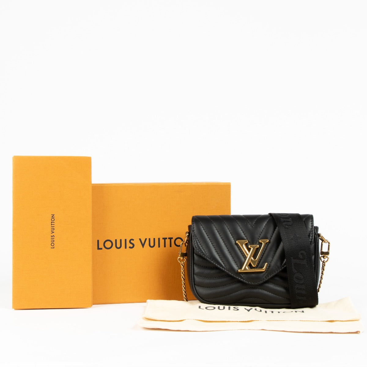 Authentic pre-loved Louis Vuitton Black New Wave Multi Pochette Shoulder Bag on Labellov.com